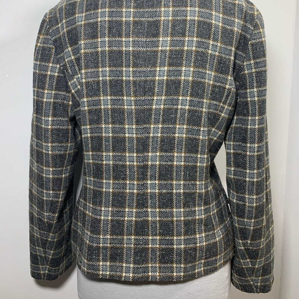 Topshop Women's Blazer Jacket Checked Grey Mix Wool Blend Single Breast UK 12 - Picture 5 of 8